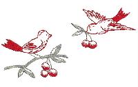 Les deux oiseaux et les cerises, kit points varis Martine Lonard