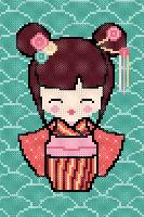 Kokeshi Sakura, mini kit point de croix Princesse