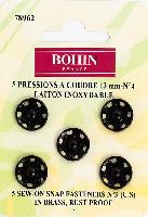 Pressions  coudre Laiton Noires Bohin, 13 - 15.5 mm