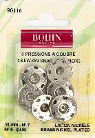 Presions  coudre argents Bohin, 18 mm