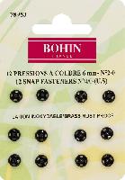 Pressions  coudre en laiton noires Bohin, 6 - 7 - 8 mm