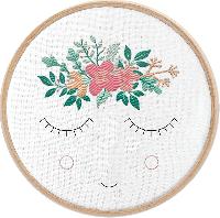 Fleurs Roses, kit broderie traditionnelle Marie Coeur