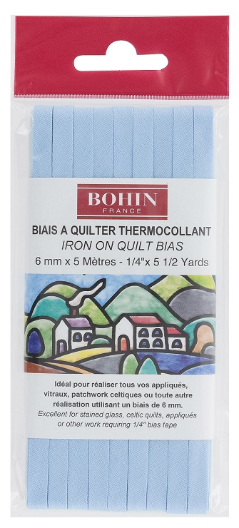 Biais & Rubans : Biais à Quilter Thermocollant Bohin,Biais à Quilter Bleu  Ciel Thermocollant Bohin 6 Mm X 5 M