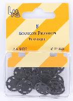 Boutons Pression Plastique Noir 15 mm Bohin, 8 unités