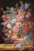 Vase de Fleurs au XVIIIe Siècle, canevas Seg de Paris ( +  fils corton moulinés DMC / Art.117 )