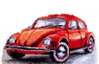 Volkswagen Coccinelle Rouge, kit tapis point noué Vervaco