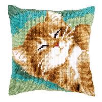 Chat, kit coussin canevas Vervaco