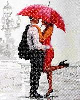 Couple sous un parapluie, kit Diamant et Peinture Vervaco 