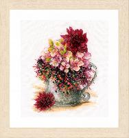 Bouquet de Fleurs, kit broderie sur toile de Lin Lanarte