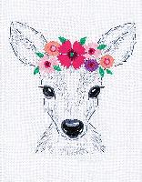 Cerf aux Fleurs, kit broderie traditionnelle Vervaco