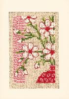 Motif Japonais avec Fleurs, lot de 3 cartes à broder Vervaco