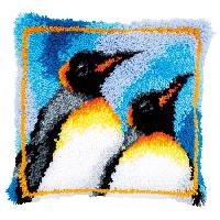 Deux Pingouins, kit coussin au point noué Vervaco