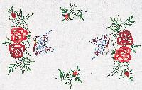 Roses Rouges et Papillons, napperon coton Broderie Traditionnelle