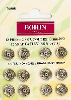 Pressions à coudre Argentés Bohin, 10 et 11.5 mm