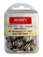 Recharge oeillets argentés 11 mm avec rondelles Bohin