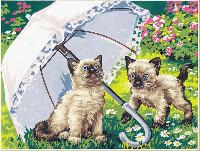 Sous la belle ombrelle, kit canevas Seg, 40 X 50 cm