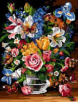 Bouquet Papillon, kit canevas Seg de Paris, 60 X 80 cm