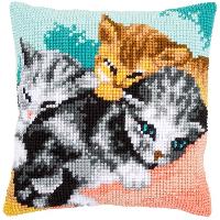 Trois Chats, kit coussin canevas Vervaco